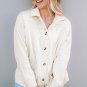 Beige Button-Up Stitching Pocket Raw Hem Shacket