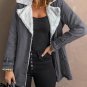 Gray Lapel Collar Button Fleece Jacket