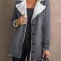 Gray Lapel Collar Button Fleece Jacket