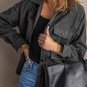 Gray Turn Down Collar Buttoned Shirt Jacket