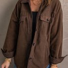 Brown Turn Down Collar Buttoned Shirt Jacket