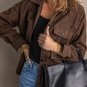 Brown Turn Down Collar Buttoned Shirt Jacket