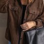 Brown Turn Down Collar Buttoned Shirt Jacket