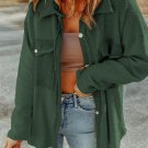 Green Contrast Flap Pockets Relaxed Shacket