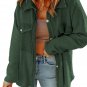Green Contrast Flap Pockets Relaxed Shacket