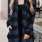 Blue Turn-down Collar Plaid Shirt Jacket