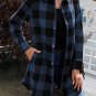 Blue Turn-down Collar Plaid Shirt Jacket