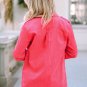 Pink Buttoned Flap Pocket Corduroy Jacket