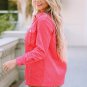 Pink Buttoned Flap Pocket Corduroy Jacket