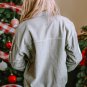 Sky Blue Sequined Santa Claus Flap Pocket Corduroy Jacket