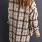 White Oversized Plaid Pattern Shacket with Slits