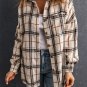 White Oversized Plaid Pattern Shacket with Slits
