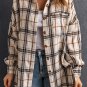 White Oversized Plaid Pattern Shacket with Slits