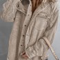 Khaki Patchwork Hooded Corduroy Shacket