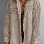 Khaki Patchwork Hooded Corduroy Shacket