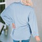 Sky Blue Roll Tab Sleeve Ribbed Cording Shacket