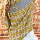 Ginger Plaid Embroidery Patch Button-Down Shacket