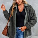 Gray Corduroy Trim Elbow Patch Sherpa Jacket