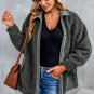Gray Corduroy Trim Elbow Patch Sherpa Jacket