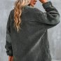 Gray Corduroy Trim Elbow Patch Sherpa Jacket