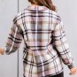 Pink Geometric Plaid Print Pocketed Shacket