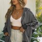 Gray Thermal Waffle Knit Full Zipper Hooded Jacket