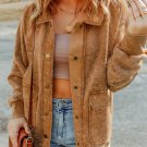 Khaki Vintage Washed Flap Pocket Button Shacket