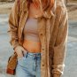 Khaki Vintage Washed Flap Pocket Button Shacket