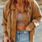 Khaki Vintage Washed Flap Pocket Button Shacket