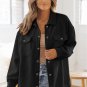 Black Solid Textured Flap Pocket Buttoned Shacket