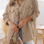 Khaki Solid Textured Flap Pocket Buttoned Shacket