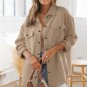 Khaki Solid Textured Flap Pocket Buttoned Shacket