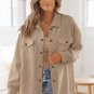 Khaki Solid Textured Flap Pocket Buttoned Shacket