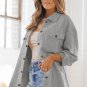 Gray Solid Textured Flap Pocket Buttoned Shacket