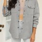 Gray Solid Textured Flap Pocket Buttoned Shacket