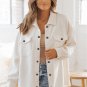 Solid Textured Flap Pocket Buttoned Shacket