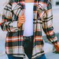 Khaki Geometric Plaid Print Pocketed Shacket