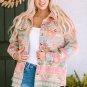 Multicolor Western Aztec Print Button Flap Pocket Shacket