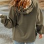 Green Flap Pocket Drawstring Hood Zip Up Jacket