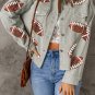 Casual Sequined Football Patch Ribbed Cotton Jacket