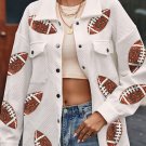 Beige Bubble Gum Texture Sequined Football Shacket