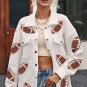Beige Bubble Gum Texture Sequined Football Shacket
