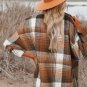 Brown Plaid Flap Pockets Shacket