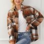 Brown Plaid Flap Pockets Shacket