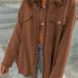 Brown Contrast Flap Pockets Relaxed Shacket