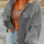 Gray Flap Pocket Drawstring Hood Zip Up Jacket