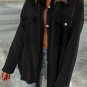 Black Contrast Flap Pockets Relaxed Shacket