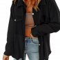 Black Contrast Flap Pockets Relaxed Shacket