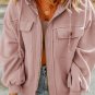 Pink Flap Pocket Drawstring Hood Zip Up Jacket