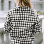 Black Plaid Print Chest Pockets Buttoned Tunic Shacket